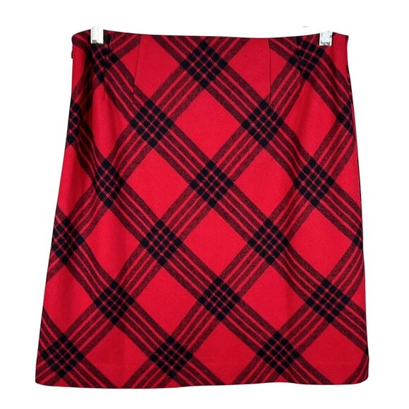 Talbots Petites NWT Womens 10P Red Black Plaid Wool Blend Skirt Clueless Preppy - Picture 8 of 10